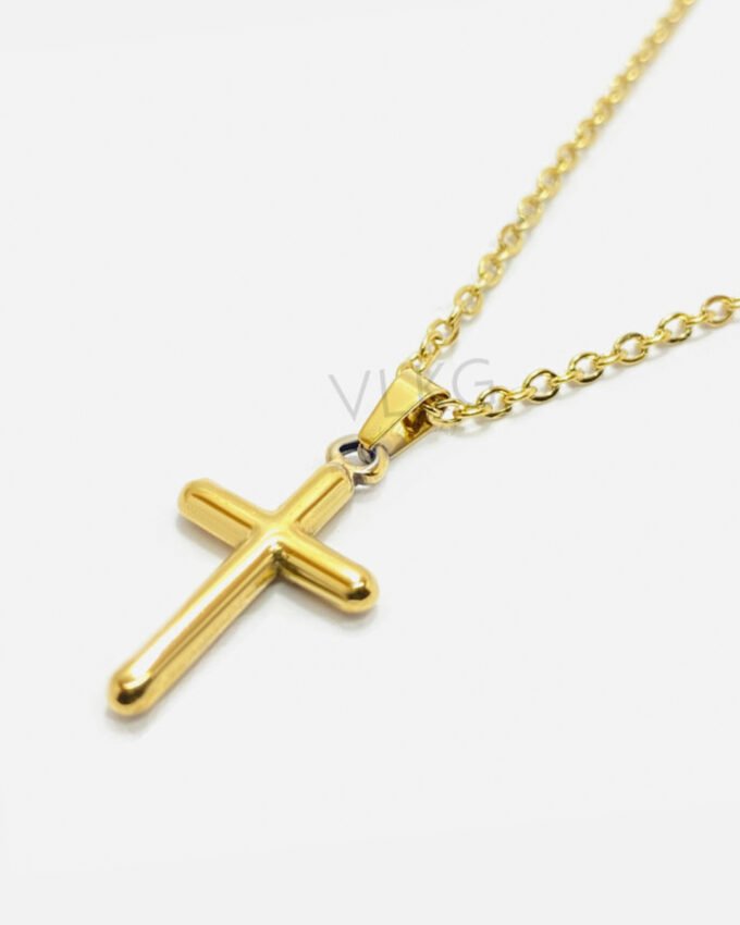 Collar Cruz Tubo 20 mm Gold